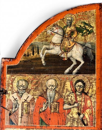 Triptyque Grec dans tabernacle représentant le « Deesis » XVIIe siècle - Romano Ischia
